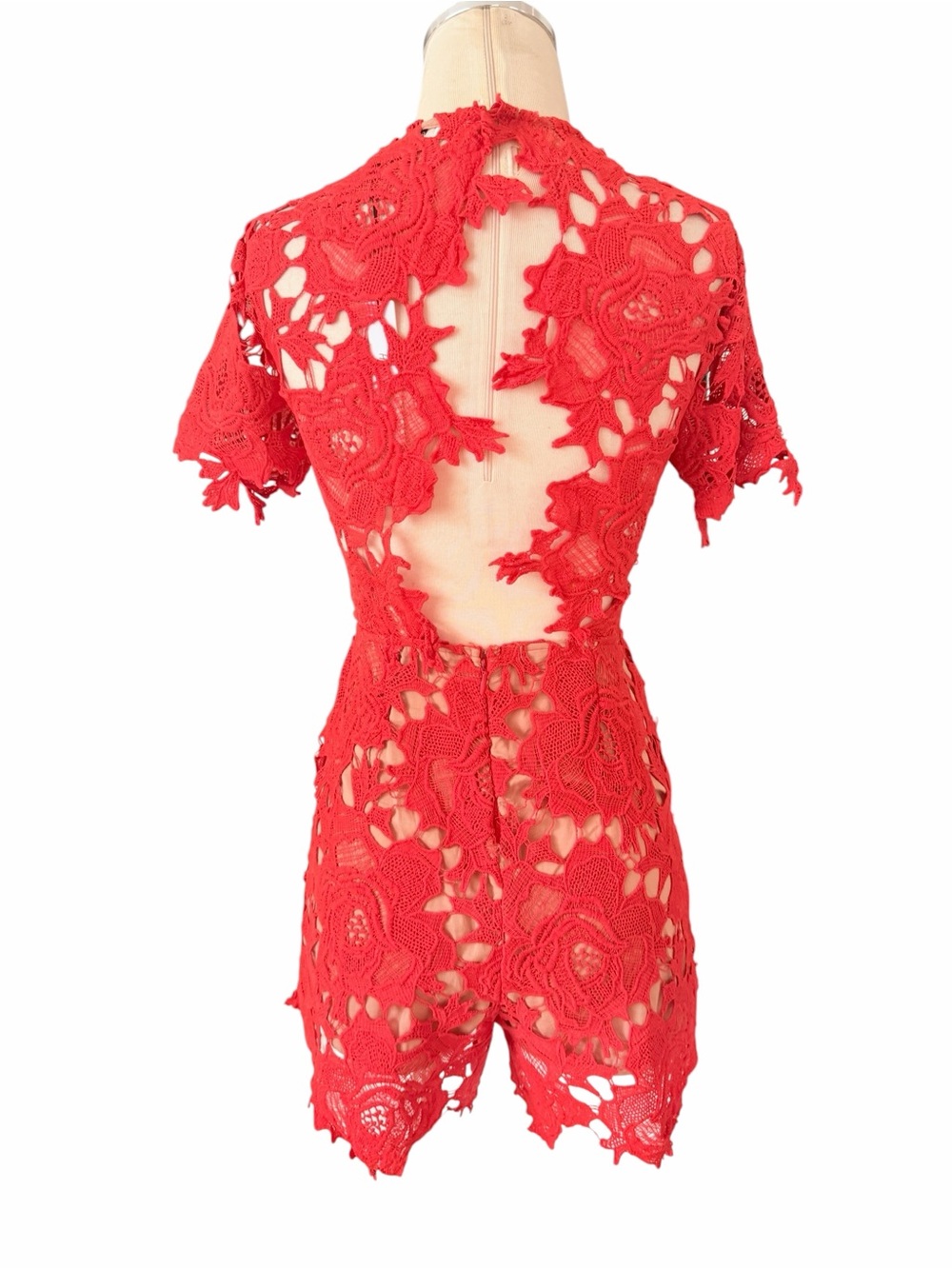 NWT Ark & Co Vibrant Orange Lace Romper Sz S - Picture 7 of 8